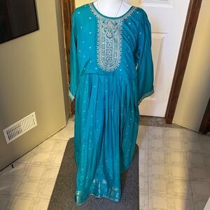 Embroidered Teal Dress